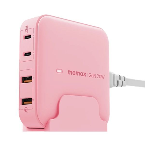 Momax Desktop Charger One Plug 70W 4-Port | Pink (UK) Momax Desktop Charger One Plug 70W 4-Port | Pink (UK)